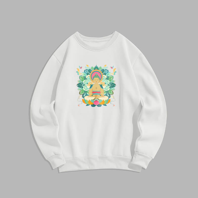 Mythstone Butterfly Lotus Buddha-Inspired Fleece Lined Sweatshirt