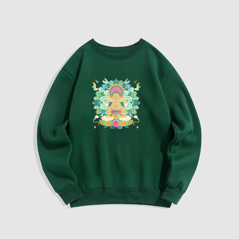 Mythstone Butterfly Lotus Buddha-Inspired Fleece Lined Sweatshirt