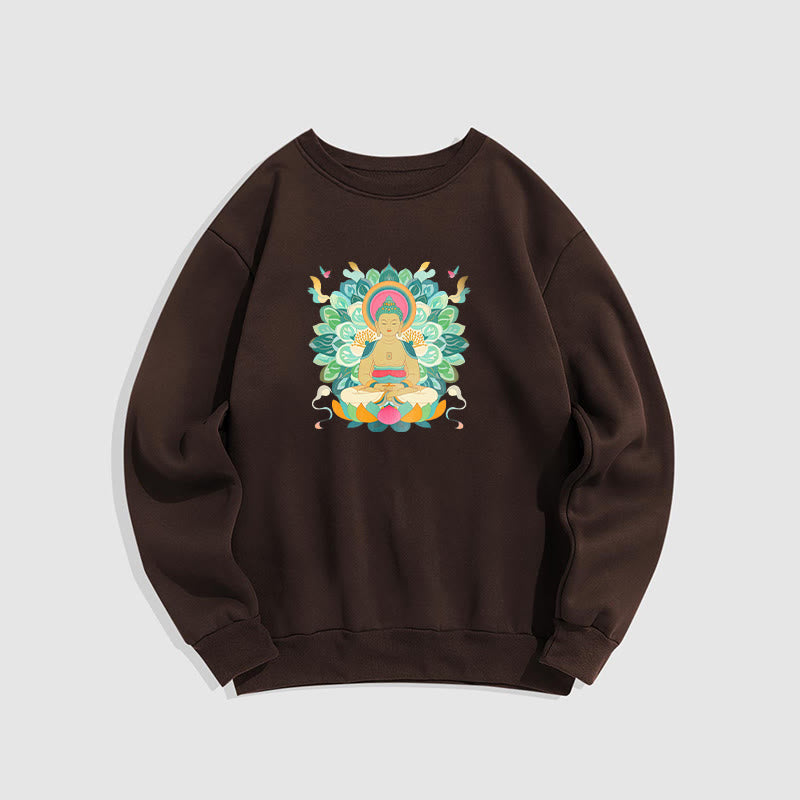 Mythstone Butterfly Lotus Buddha-Inspired Fleece Lined Sweatshirt