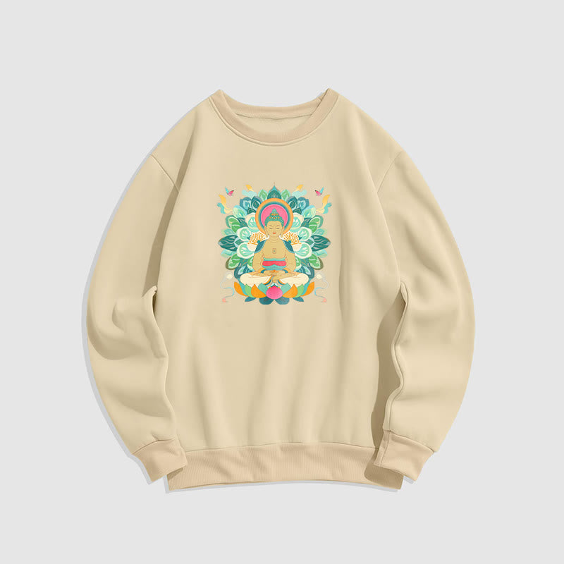 Mythstone Butterfly Lotus Buddha-Inspired Fleece Lined Sweatshirt