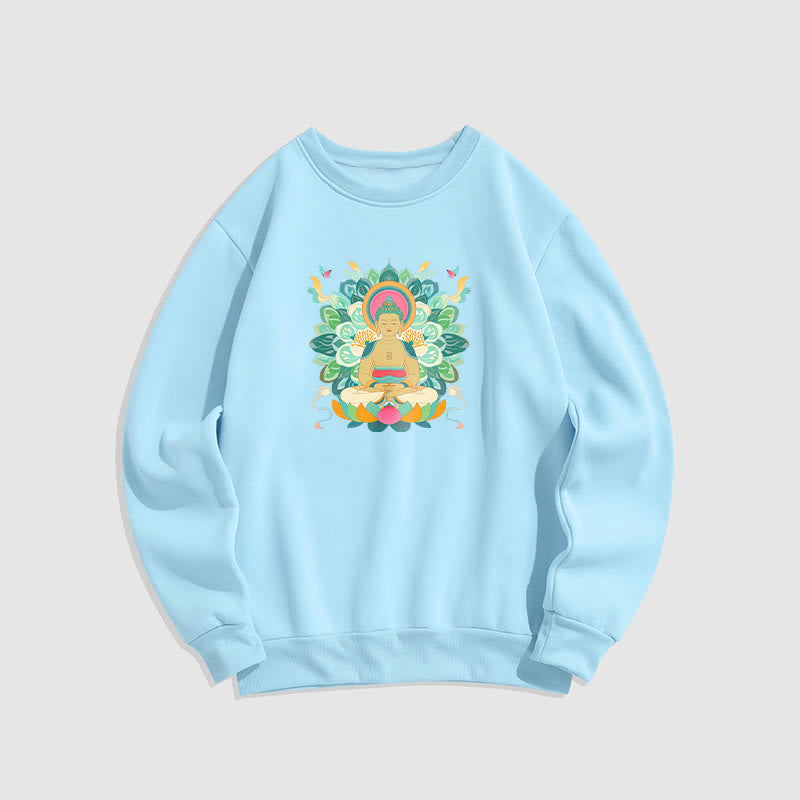 Mythstone Butterfly Lotus Buddha-Inspired Fleece Lined Sweatshirt