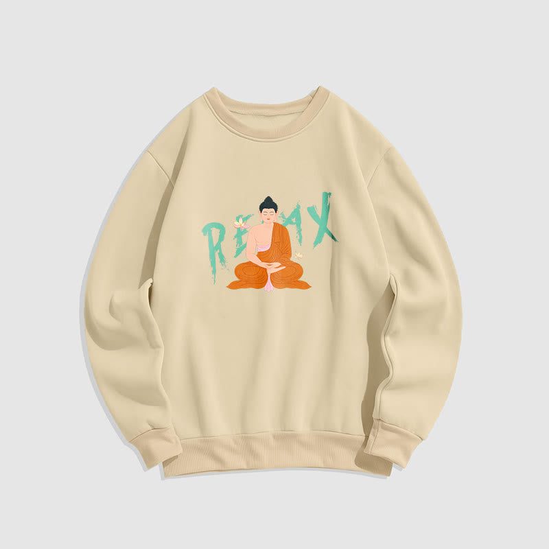 Mythstone RELAX Buddha Fleece Lined Sweatshirt