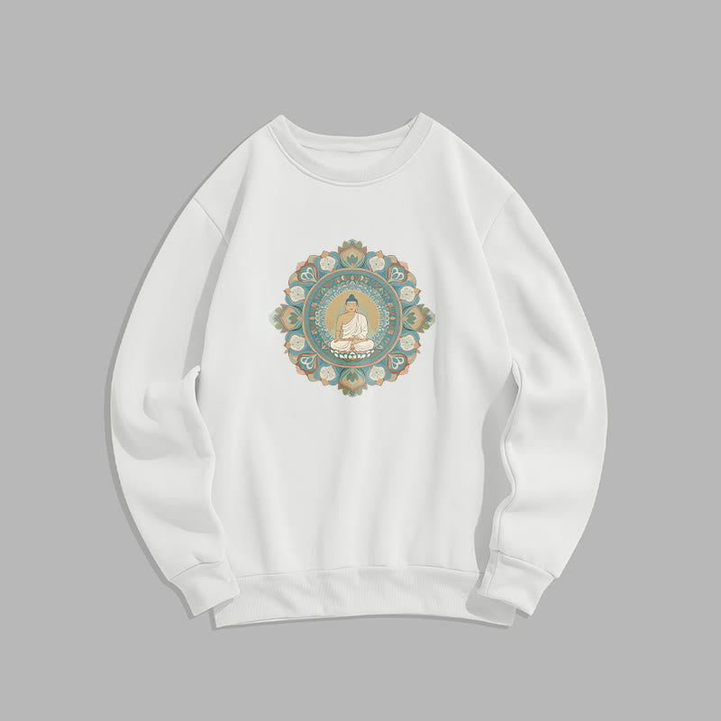 Sudadera con forro polar suave y diseño de Buda y mandala de Mythstone 