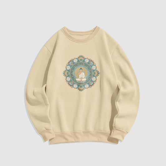 Mythstone Mandala Flower Buddha Soft Fleece Lined Sweatshirt