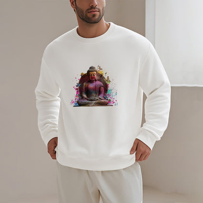 Mythstone Butterfly Meditation Buddha Fleece Lined Polyester Sweatshirt