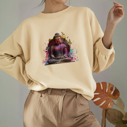 Mythstone Butterfly Meditation Buddha Fleece Lined Polyester Sweatshirt