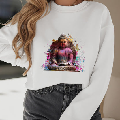 Mythstone Butterfly Meditation Buddha Fleece Lined Polyester Sweatshirt