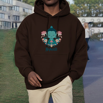 Sudadera con capucha de poliéster con forro polar y diseño de meditación de Buda y loto NAMASTE de Mythstone 