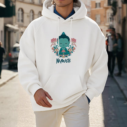 Sudadera con capucha de poliéster con forro polar y diseño de meditación de Buda y loto NAMASTE de Mythstone 