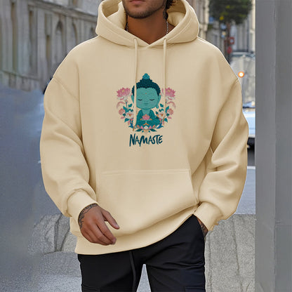 Sudadera con capucha de poliéster con forro polar y diseño de meditación de Buda y loto NAMASTE de Mythstone 