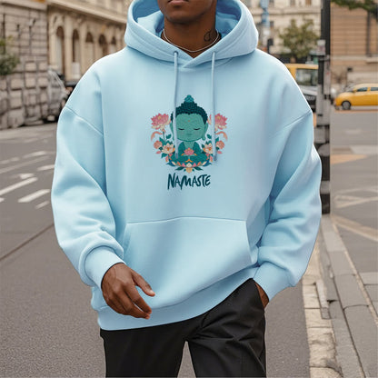 Sudadera con capucha de poliéster con forro polar y diseño de meditación de Buda y loto NAMASTE de Mythstone 