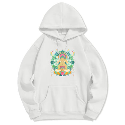 Mythstone Butterfly Lotus Buddha-Inspired Fleece Lined Polyester Hoodie