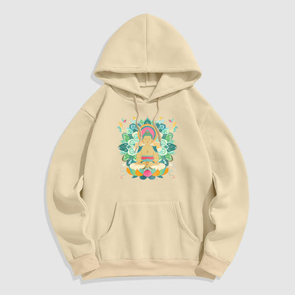 Mythstone Butterfly Lotus Buddha-Inspired Fleece Lined Polyester Hoodie