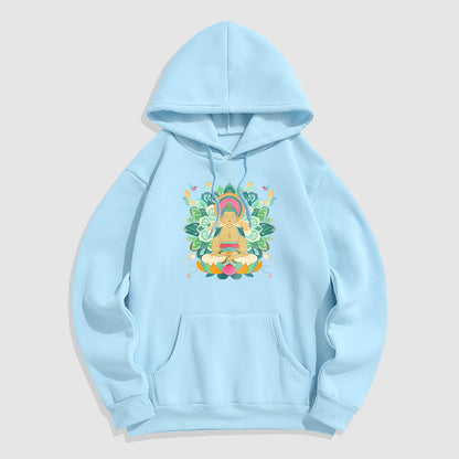 Mythstone Butterfly Lotus Buddha-Inspired Fleece Lined Polyester Hoodie