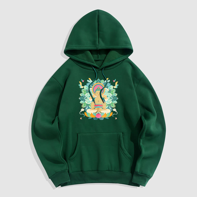 Mythstone Butterfly Lotus Buddha-Inspired Fleece Lined Polyester Hoodie