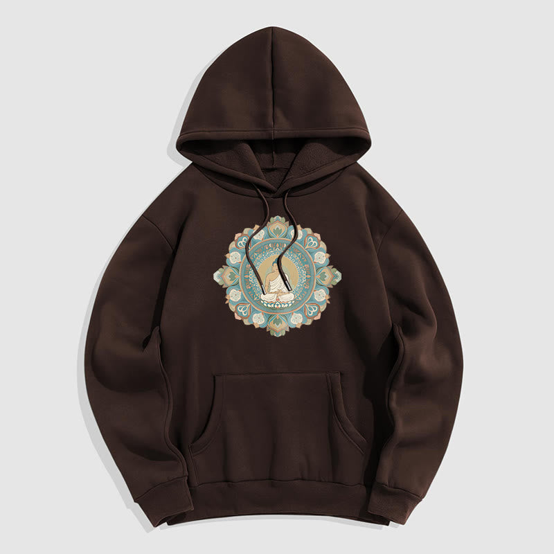 Sudadera con capucha de poliéster con forro polar y diseño de Buda y flor de mandala de Mythstone 