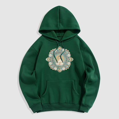 Sudadera con capucha de poliéster con forro polar y diseño de Buda y flor de mandala de Mythstone 