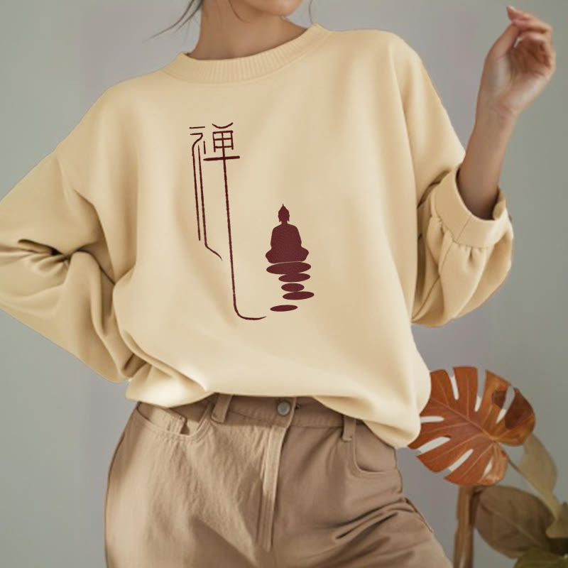 Mythstone Zen Buddha Fleece Lined Polyester Sweatshirt