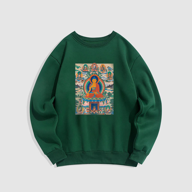 Mythstone The Medicine Buddha Sutra Transformed Into Art Fleece Lined Polyester Sweatshirt