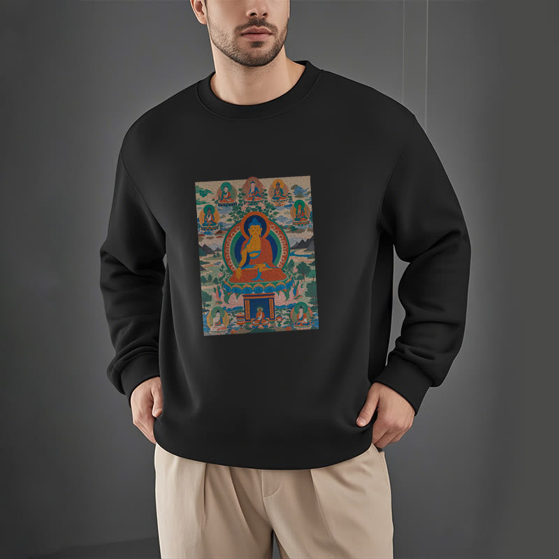 Mythstone The Medicine Buddha Sutra Transformed Into Art Fleece Lined Polyester Sweatshirt