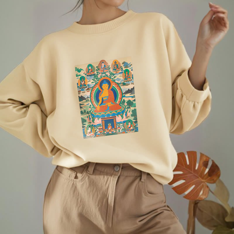 Mythstone The Medicine Buddha Sutra Transformed Into Art Fleece Lined Polyester Sweatshirt