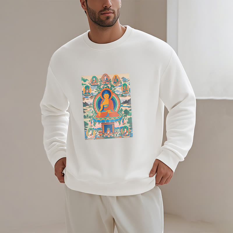 Mythstone The Medicine Buddha Sutra Transformed Into Art Fleece Lined Polyester Sweatshirt