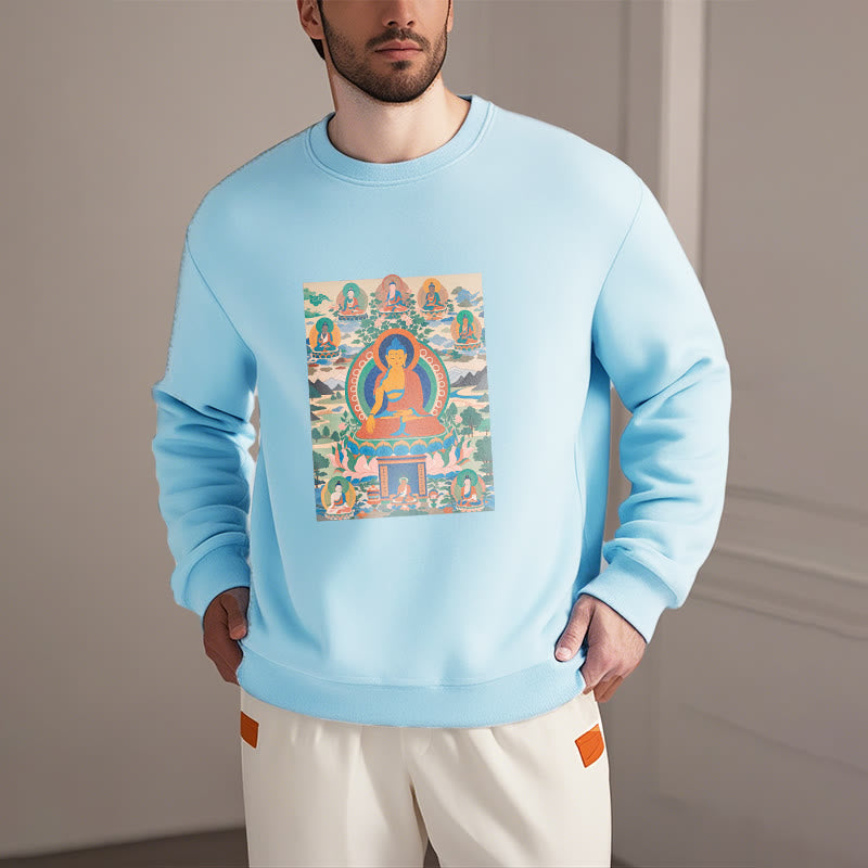 Mythstone The Medicine Buddha Sutra Transformed Into Art Fleece Lined Polyester Sweatshirt