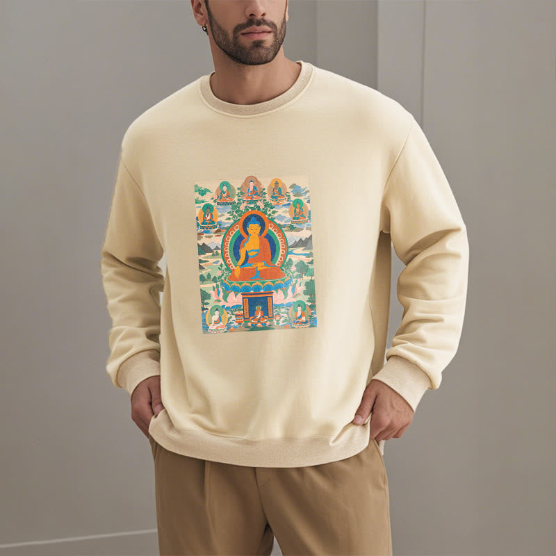 Mythstone The Medicine Buddha Sutra Transformed Into Art Fleece Lined Polyester Sweatshirt