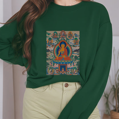 Mythstone The Medicine Buddha Sutra Transformed Into Art Fleece Lined Polyester Sweatshirt