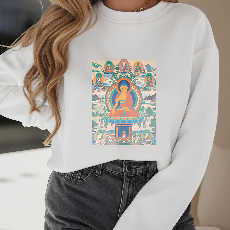 Mythstone The Medicine Buddha Sutra Transformed Into Art Fleece Lined Polyester Sweatshirt