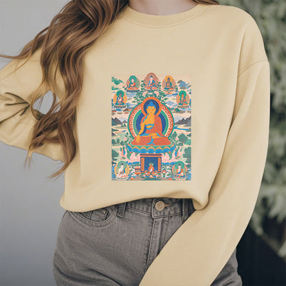 Mythstone The Medicine Buddha Sutra Transformed Into Art Fleece Lined Polyester Sweatshirt