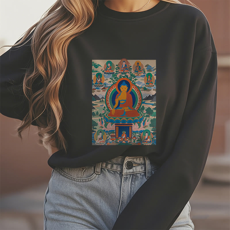 Mythstone The Medicine Buddha Sutra Transformed Into Art Fleece Lined Polyester Sweatshirt