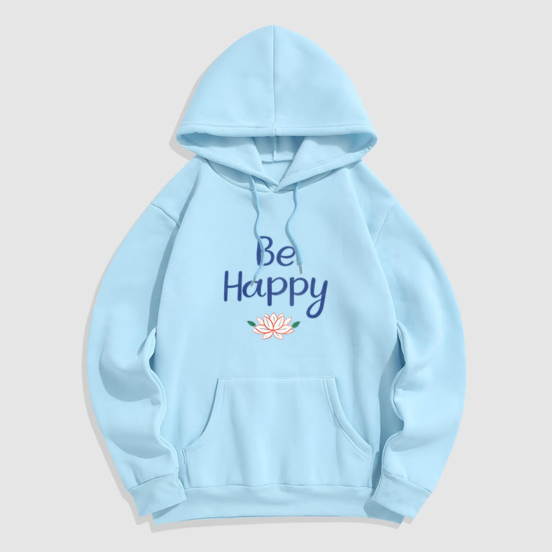 Mythstone Be Happy Lotus Fleece Lined Polyester Hoodie