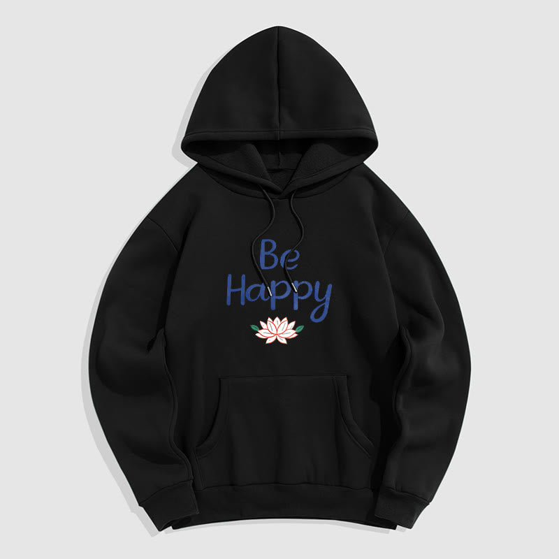 Mythstone Be Happy Lotus Fleece Lined Polyester Hoodie