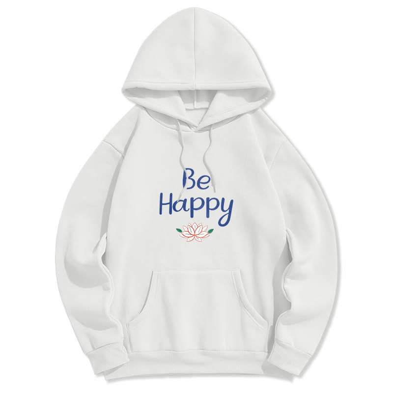 Mythstone Be Happy Lotus Fleece Lined Polyester Hoodie