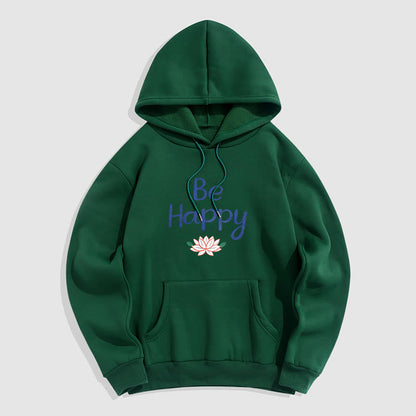 Mythstone Be Happy Lotus Fleece Lined Polyester Hoodie