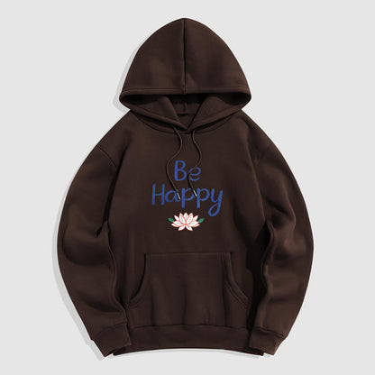 Mythstone Be Happy Lotus Fleece Lined Polyester Hoodie