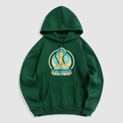 Mythstone Lotus Buddha Fleece Lined Polyester Hoodie