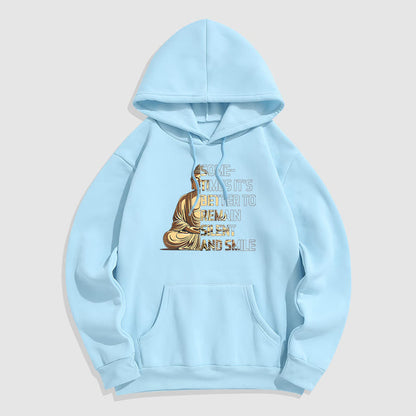 Mythstone Sometimes It's Better To Remain Silent And Smile Fleece Lined Polyester Hoodie