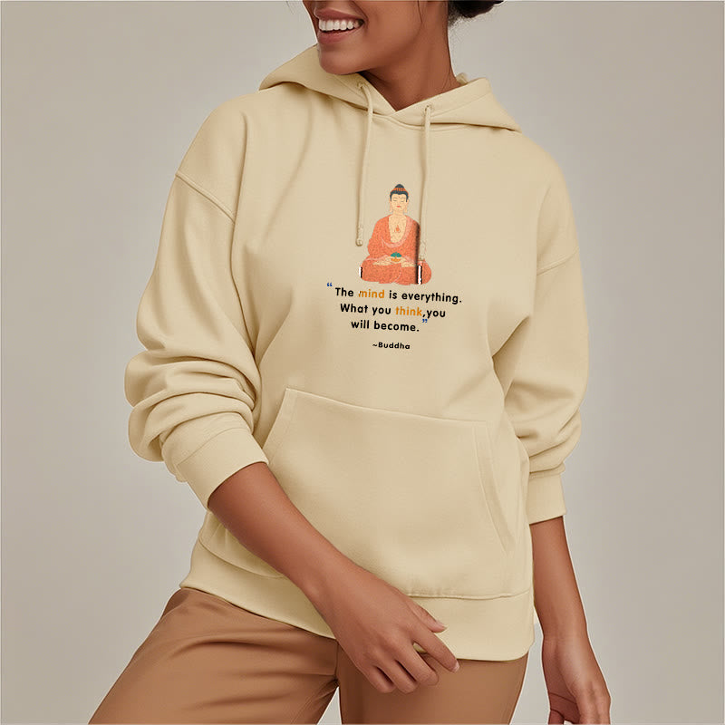 Mythstone The Mind Is Everything Meditation Buddha Polyester Fleece Lined Hoodie