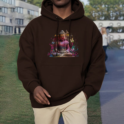 Mythstone Butterfly Meditation Buddha Polyester Fleece Lined Hoodie