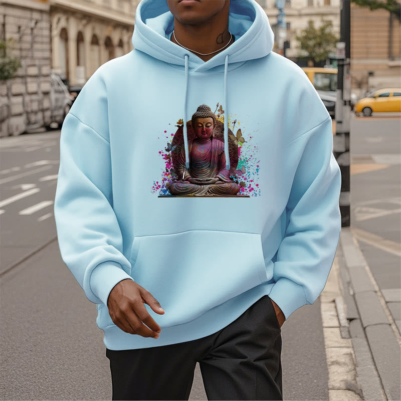 Mythstone Butterfly Meditation Buddha Polyester Fleece Lined Hoodie