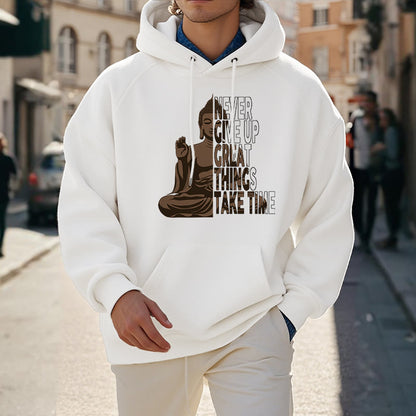 Mythstone NEVER GIVE UP GREAT THINGS TAKE TIME Polyester Fleece Lined Hoodie