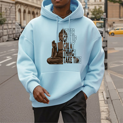 Mythstone NEVER GIVE UP GREAT THINGS TAKE TIME Polyester Fleece Lined Hoodie