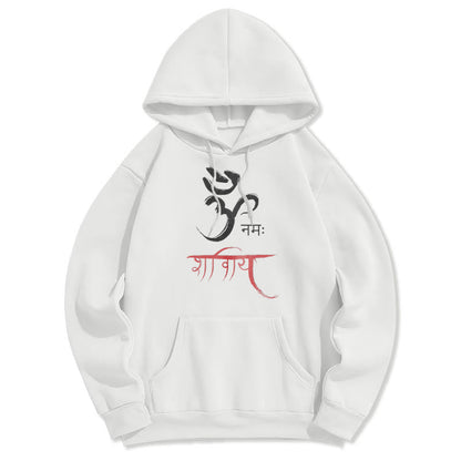 Sudadera con capucha de poliéster con forro polar y mantra sánscrito OM NAMAH SHIVAYA de Mythstone 