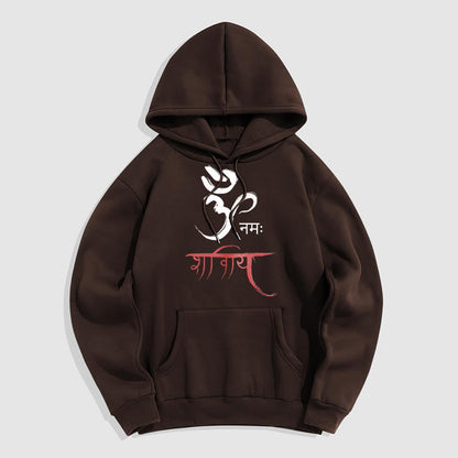 Sudadera con capucha de poliéster con forro polar y mantra sánscrito OM NAMAH SHIVAYA de Mythstone 