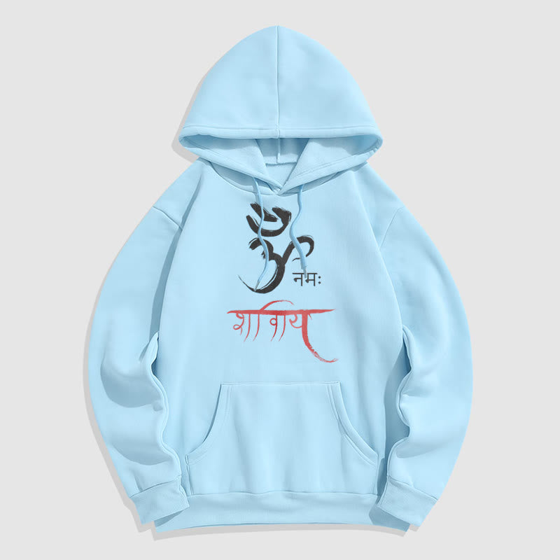 Sudadera con capucha de poliéster con forro polar y mantra sánscrito OM NAMAH SHIVAYA de Mythstone 