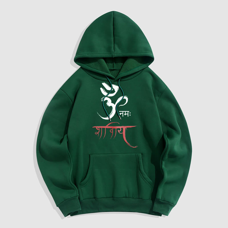 Sudadera con capucha de poliéster con forro polar y mantra sánscrito OM NAMAH SHIVAYA de Mythstone 