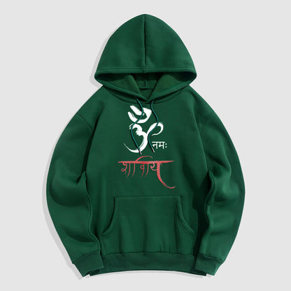 Sudadera con capucha de poliéster con forro polar y mantra sánscrito OM NAMAH SHIVAYA de Mythstone 