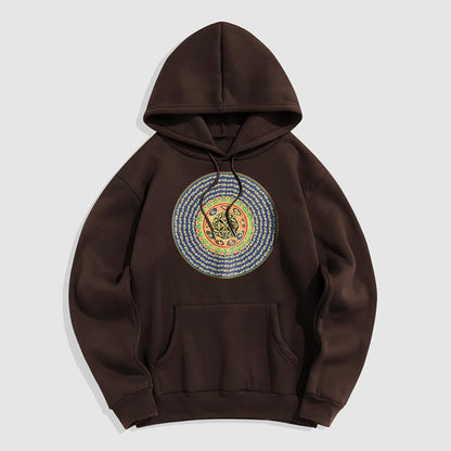 Sudadera con capucha de poliéster con forro polar y en sánscrito Om Mani Padme Hum de Mythstone 108 